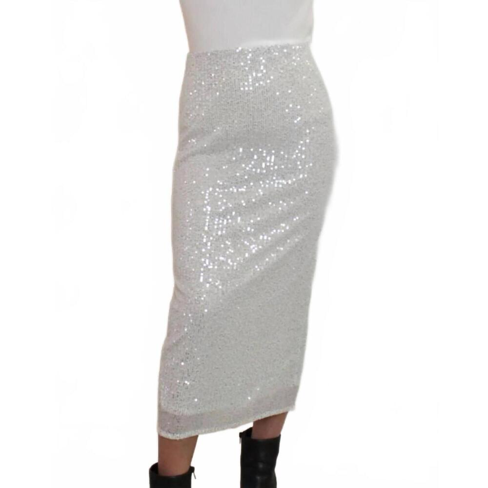 NEW BLU PEPPER icy sequin midi skirt in silver